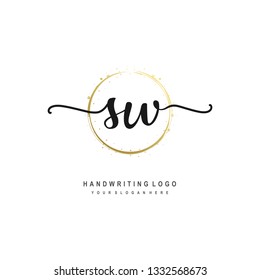 SW initial signature logo. handwriting logo template vector,