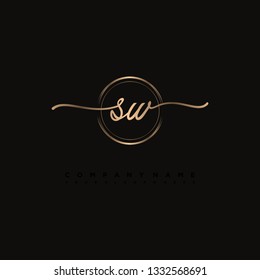 SW initial signature logo. handwriting logo template vector,