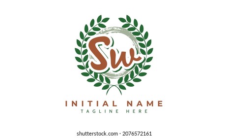 Sw Initials, handwriting logo vector