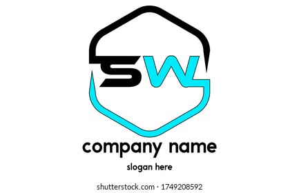 Ilustración vectorial de la plantilla de diseño del logotipo de la carta SW.
