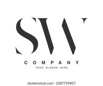 SW logo design. Initial letter s and w serif font style. Creative classic company name typography. Trendy logotype or identity. Vector illustration.