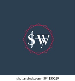 sw logo letter initial, Abstract Polygonal Background Logo, design for Corporate Business Identity,flat icon, Alphabet letter