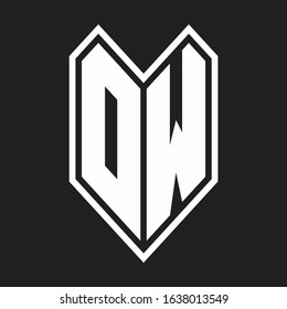 SW Logo monogram with emblem line style isolated on black background