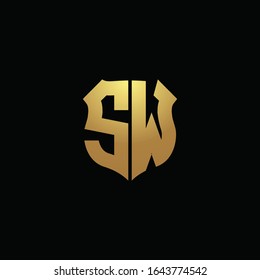 Sw Logo Monogram Gold Colors Shield Stock Vector (Royalty Free ...