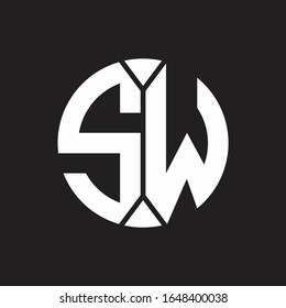 Monograma del logotipo SW con estilo de cinta circular en pieza