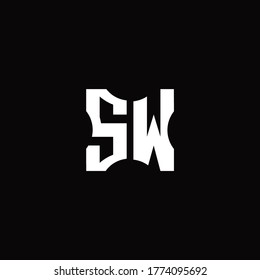 Monograma del logotipo de software con plantilla de diseño de elementos cortados en piezas