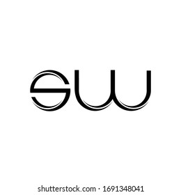 SW Logo monogram with slice rounded modern design template isolated on white background