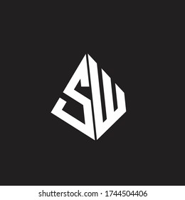 SW Logo monogram with standout triangle shape ribbon design template