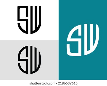 SW modern initial letter logo design vector bundle. It will be suitable for which company or brand name start those initial.