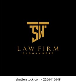 SW monogram initial logo for lawfirm with pillar design