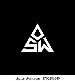 SW monogram logo with 3 pieces shape isolated on triangle design template
