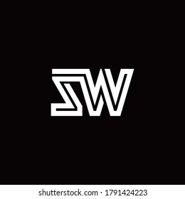 SW monogram logo with abstract line design template