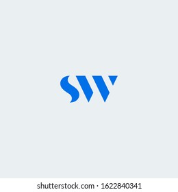 SW monogram logo in minimalist style. S & W fashion logo.