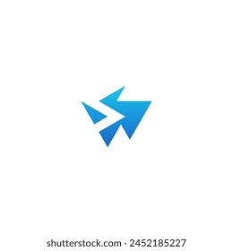 SW monogram logo with negative space style and blue gradient