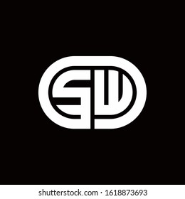 SW monogram logo with an oval style on a black background
