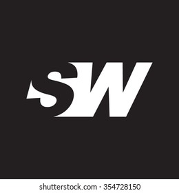 SW negative space letter logo black background