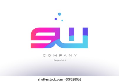 sw s w  creative pink purple blue modern dots creative alphabet gradient company letter logo design vector icon template
