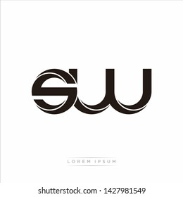 sw s w Initial Letter Split Lowercase Modern Monogram linked outline rounded logo