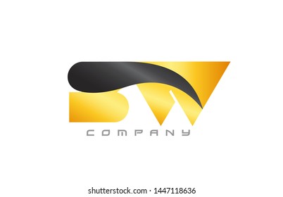 SW S W yellow black alphabet combination letter logo design suitable for a company or business