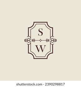 Logotipo inicial de boda vintage de SW en un diseño profesional de alta calidad que se imprimirá en cualquier medio impreso