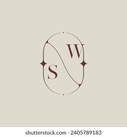 SW wedding classic in elegant monogram with high quality professional design that will print well