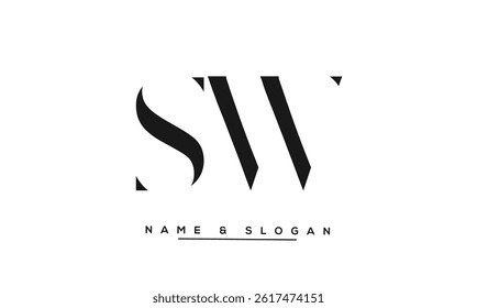 SW, WS Abstract Letters Logo Monogram