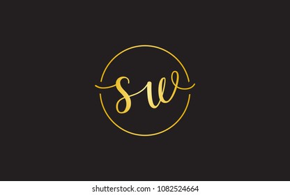 sw ws Circular Cursive Letter Initial Logo Design