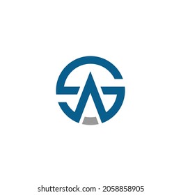 SW or WS initial letters looping linked ellipse logo