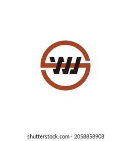 Letras iniciales SW o WS con logotipo de elipse vinculada