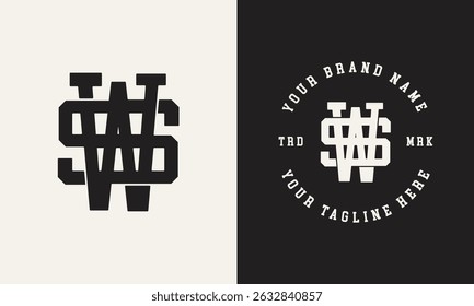 SW, WS monogram logo design, logo initial for clothing, apparel, brand and corporate