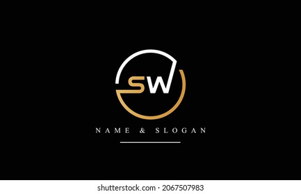 SW, WS, S, W abstract letters logo monogram