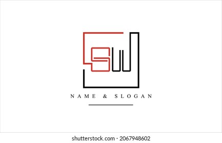 SW, WS, S, W abstract letters logo monogram