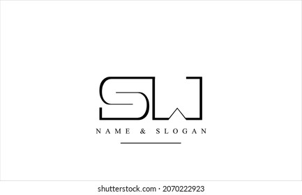 sw, ws, s, w letras abstractas monograma