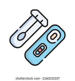 Swab Icon Vector Illustration. Flat Outline Cartoon. Medical Icon Concept Isolated Premium Vector