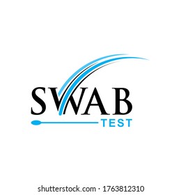 Swab Test Lettering Concept, Custom and Clever Typography Design for Coronavirus Healing and Diagnose Process Text or Signage. Logo or Icon Vector