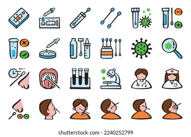 swab test result color icon. Covid - 19 Test Nasal swab laboratory test
