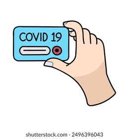 swab testing kit covid-19 disease detection instrument hand drawn color vector illustration