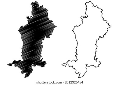 Swabia (Federal Republic of Germany, Administrative division, Region Free State of Bavaria) map vector illustration, scribble sketch Swabia map