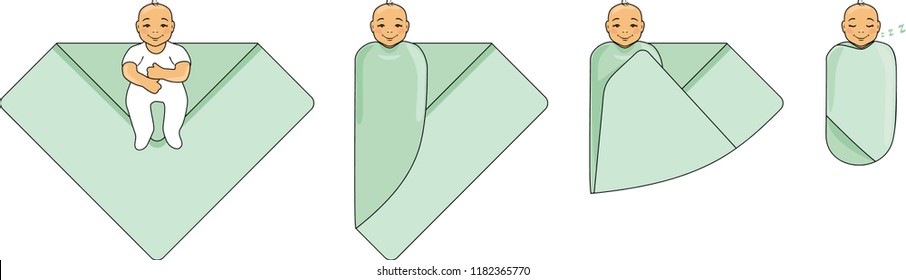 Swaddle A Baby. Instructions For Use. Vector