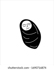 swaddled baby flat icon,vector  flat design icon.