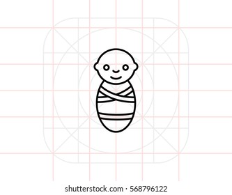 Swaddled newborn baby