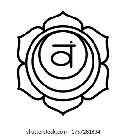 Swadhisthana icon. The second sacral chakra. Vector black line symbol. Meditation sign