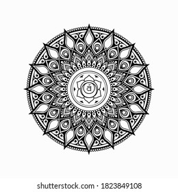 Swadhisthana mandala ornament handdrawn tatoo art drawing circular pattern mehendi vintage floral graphic sacral chakra