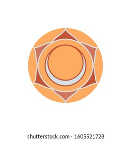 Swadhisthana. Sacral Chakra. The symbol of the second human chakra. Vector illustration isolated on white background.Yoga,meditation,reiki and Buddhism color simbol. Swadhisthana chakra icon.