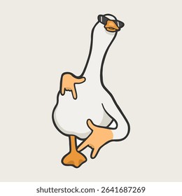 Swag Duck wearing a sunglass Meme Sticker Vector Cute Illustration