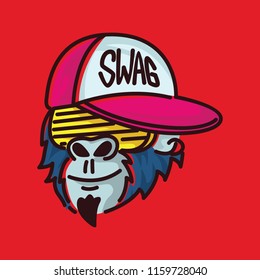 Diseño de obturador de gorila swag, artista de hip hop y pantalones