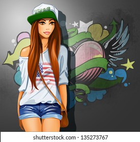 Swag girl. Vector