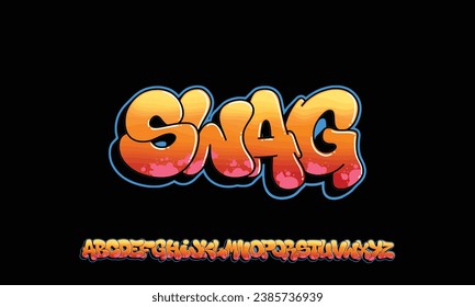 Swag Graffiti font, vector illustration.