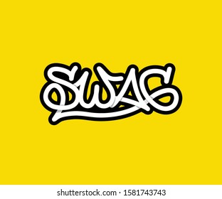SWAG Graffiti Lettering Logo Icon Sign Vector Illustration. Isolated On Yellow Background