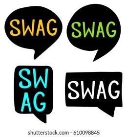 Swag. Hand drawn speech bubbles. Vector set of icon illustration on white background.